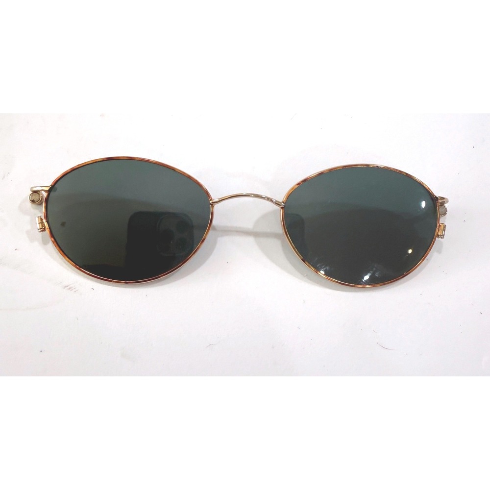 Magnetic Clip On Sunglasses Oval Dark Lenses Gold Tone Eyeglass Sun Clip